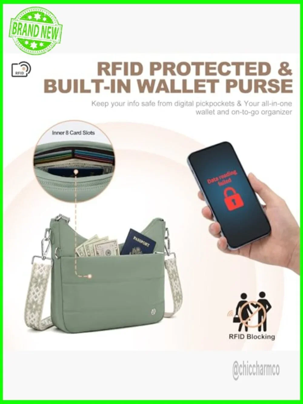Anti-Theft RFID Blocking Crossbody Hobo Bag with Built-In Wallet